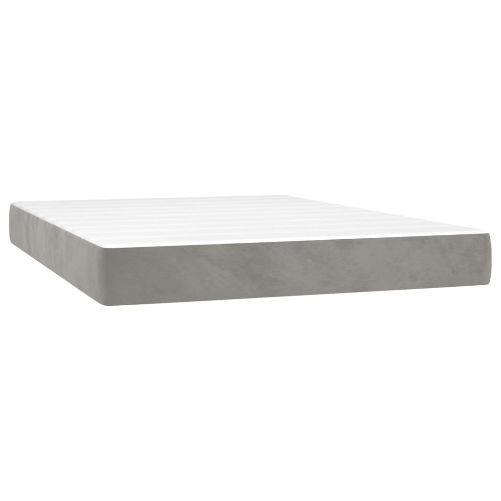 Κρεβάτι Boxspring με Στρώμα Ανοιχτό Γκρι 140x200 εκ. Βελούδινο