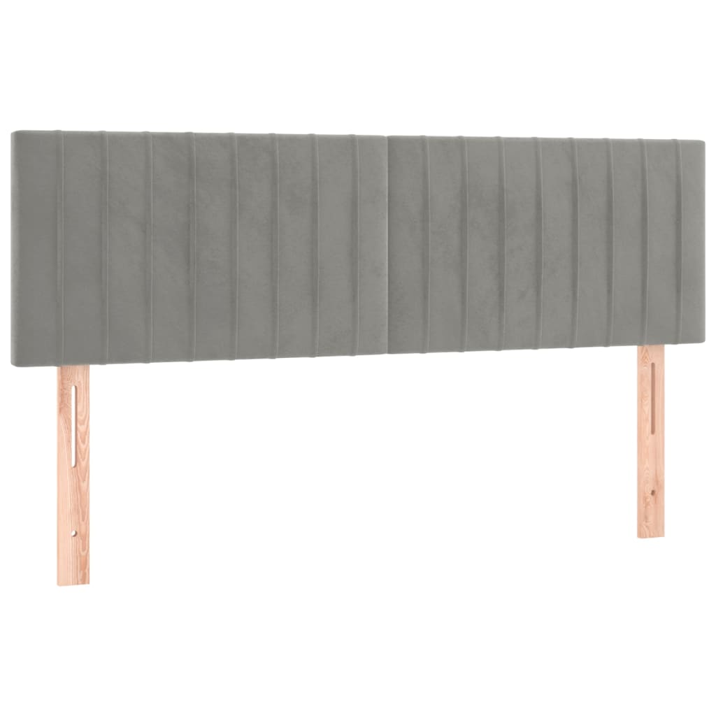 Κρεβάτι Boxspring με Στρώμα Ανοιχτό Γκρι 140x200 εκ. Βελούδινο