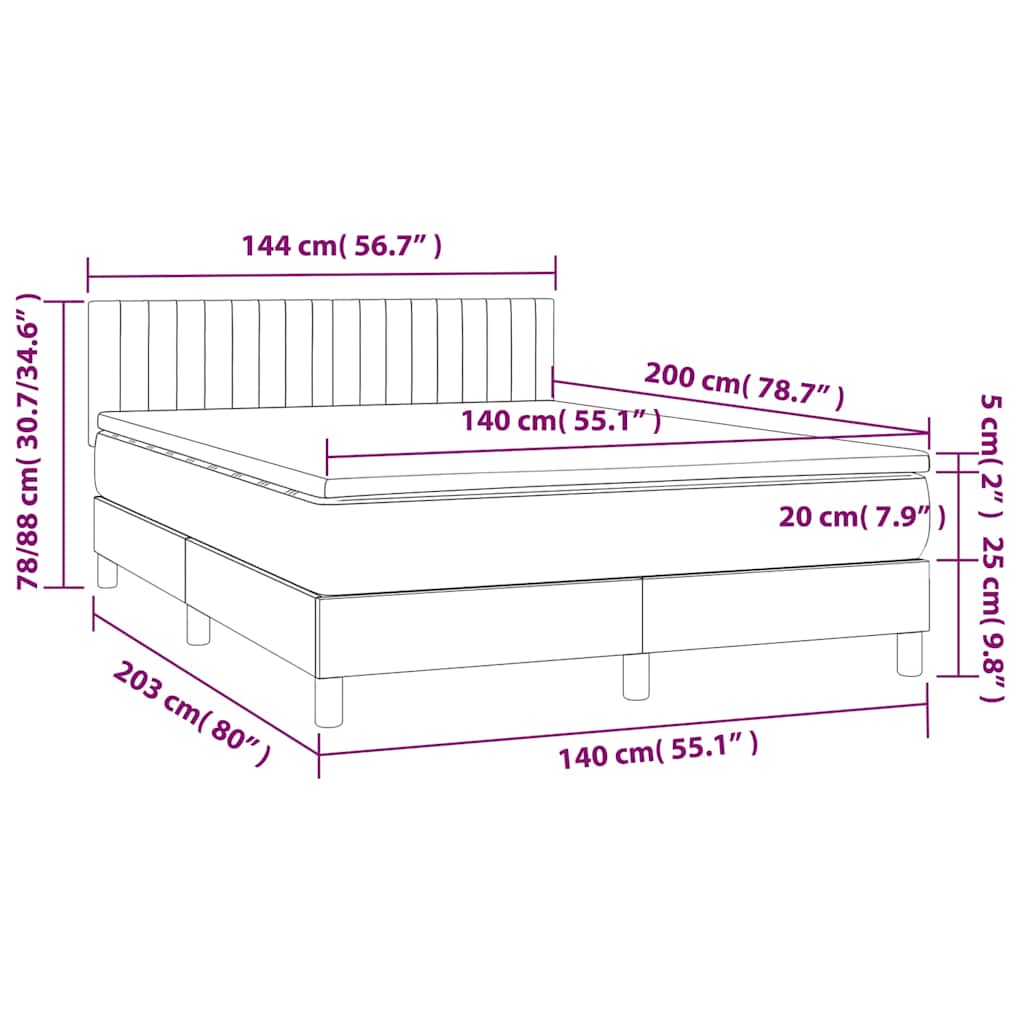 Κρεβάτι Boxspring με Στρώμα Σκούρο Πράσινο 140x200εκ. Βελούδινο