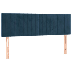Κρεβάτι Boxspring με Στρώμα Σκούρο Μπλε 140x200 εκ. Βελούδινο - Pakobazaar