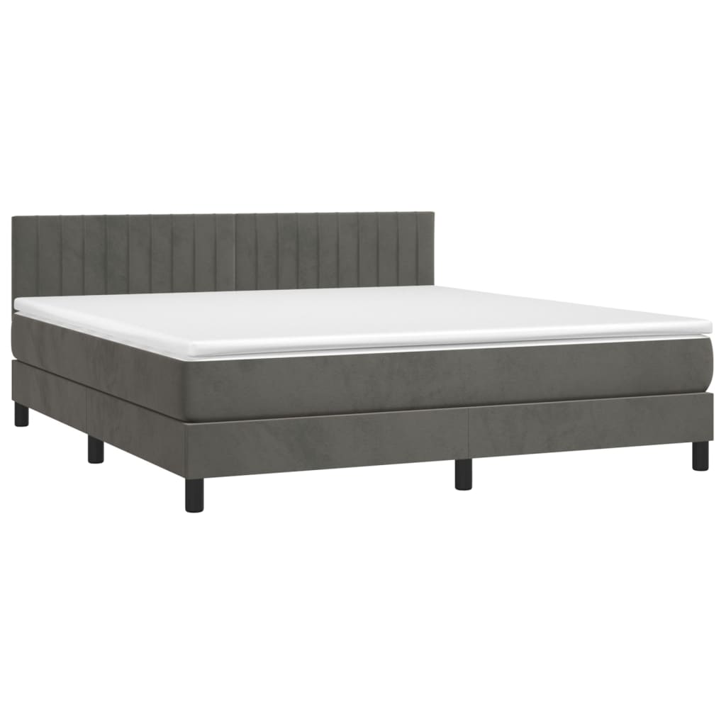 Κρεβάτι Boxspring με Στρώμα Σκούρο Γκρι 180x200 εκ. Βελούδινο