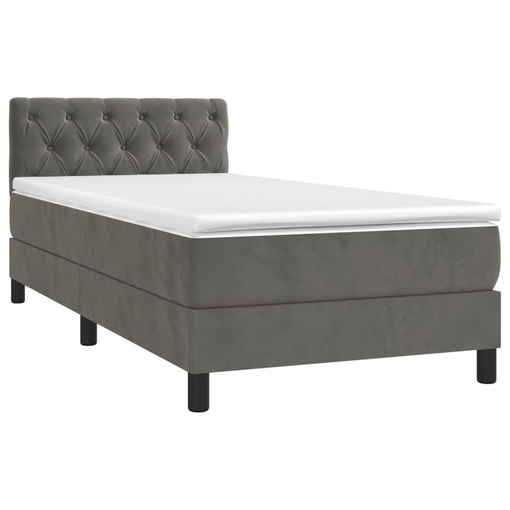 Κρεβάτι Boxspring με Στρώμα Σκούρο Γκρι 80x200 εκ. Βελούδινο