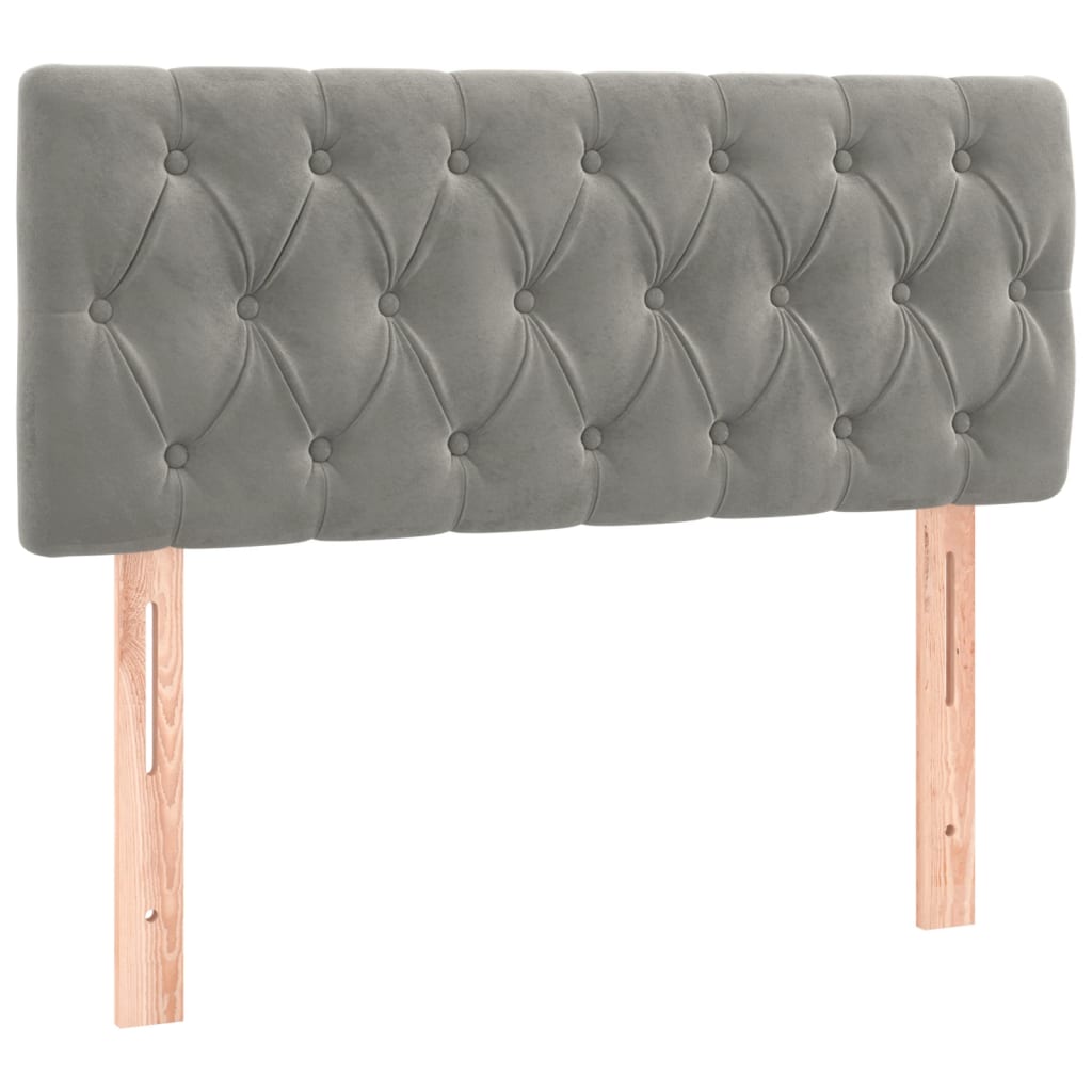 Κρεβάτι Boxspring με Στρώμα Ανοιχτό Γκρι 90x200 εκ. Βελούδινο - Pakobazaar