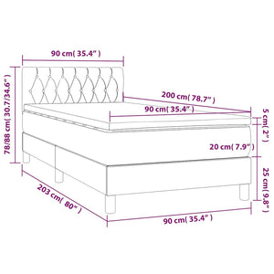 Κρεβάτι Boxspring με Στρώμα Σκούρο Πράσινο 90x200 εκ. Βελούδινο