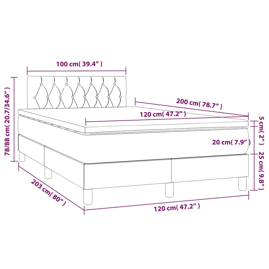 Κρεβάτι Boxspring με Στρώμα Σκούρο Πράσινο 120x200εκ. Βελούδινο