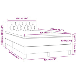 Κρεβάτι Boxspring με Στρώμα Σκούρο Μπλε 120x200 εκ. Βελούδινο
