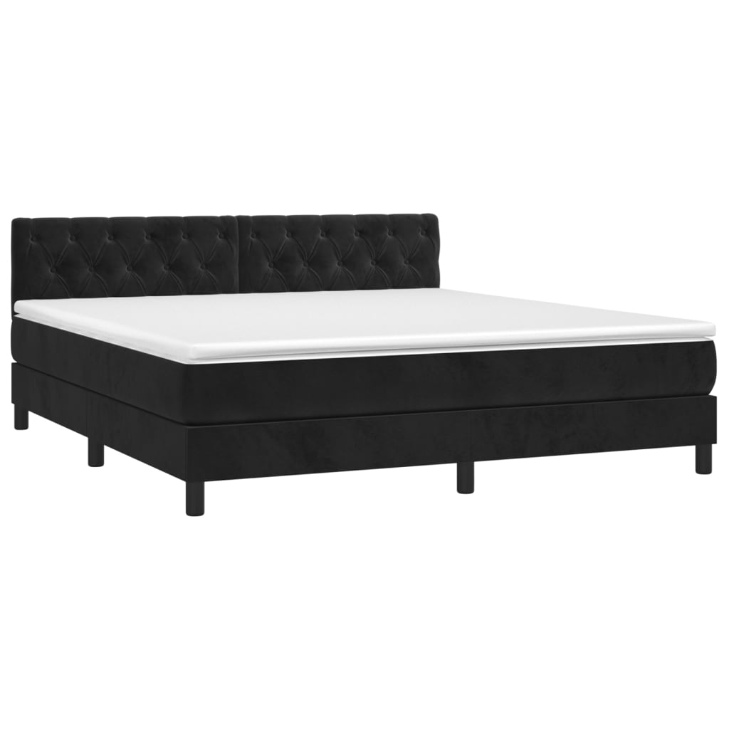 Κρεβάτι Boxspring με Στρώμα Μαύρο 160x200 εκ. Βελούδινο