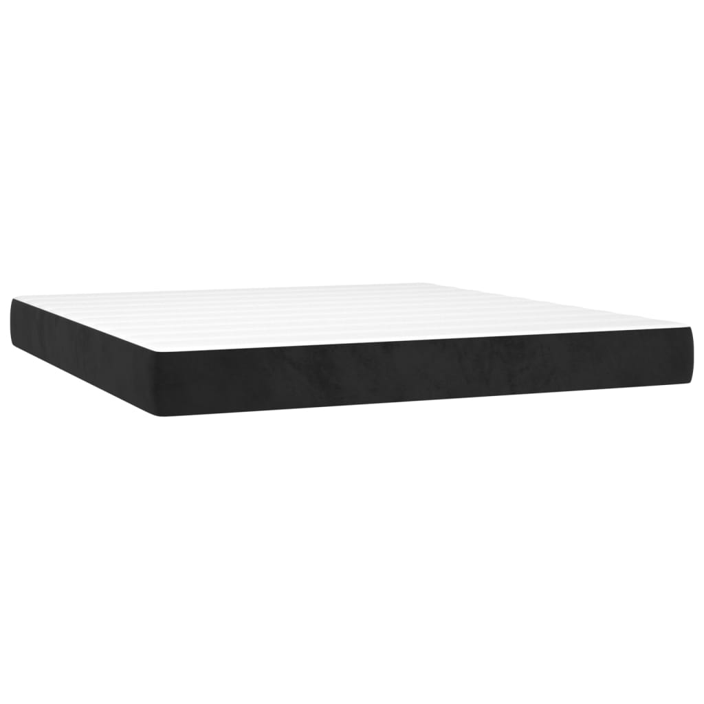 Κρεβάτι Boxspring με Στρώμα Μαύρο 180x200 εκ. Βελούδινο - Pakobazaar