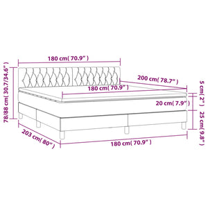 Κρεβάτι Boxspring με Στρώμα Μαύρο 180x200 εκ. Βελούδινο - Pakobazaar