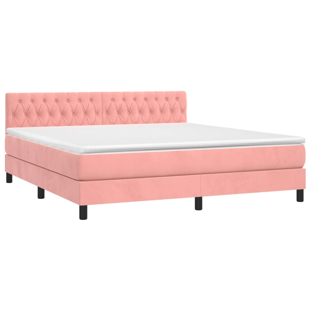 Κρεβάτι Boxspring με Στρώμα Ροζ 180x200 εκ. Βελούδινο