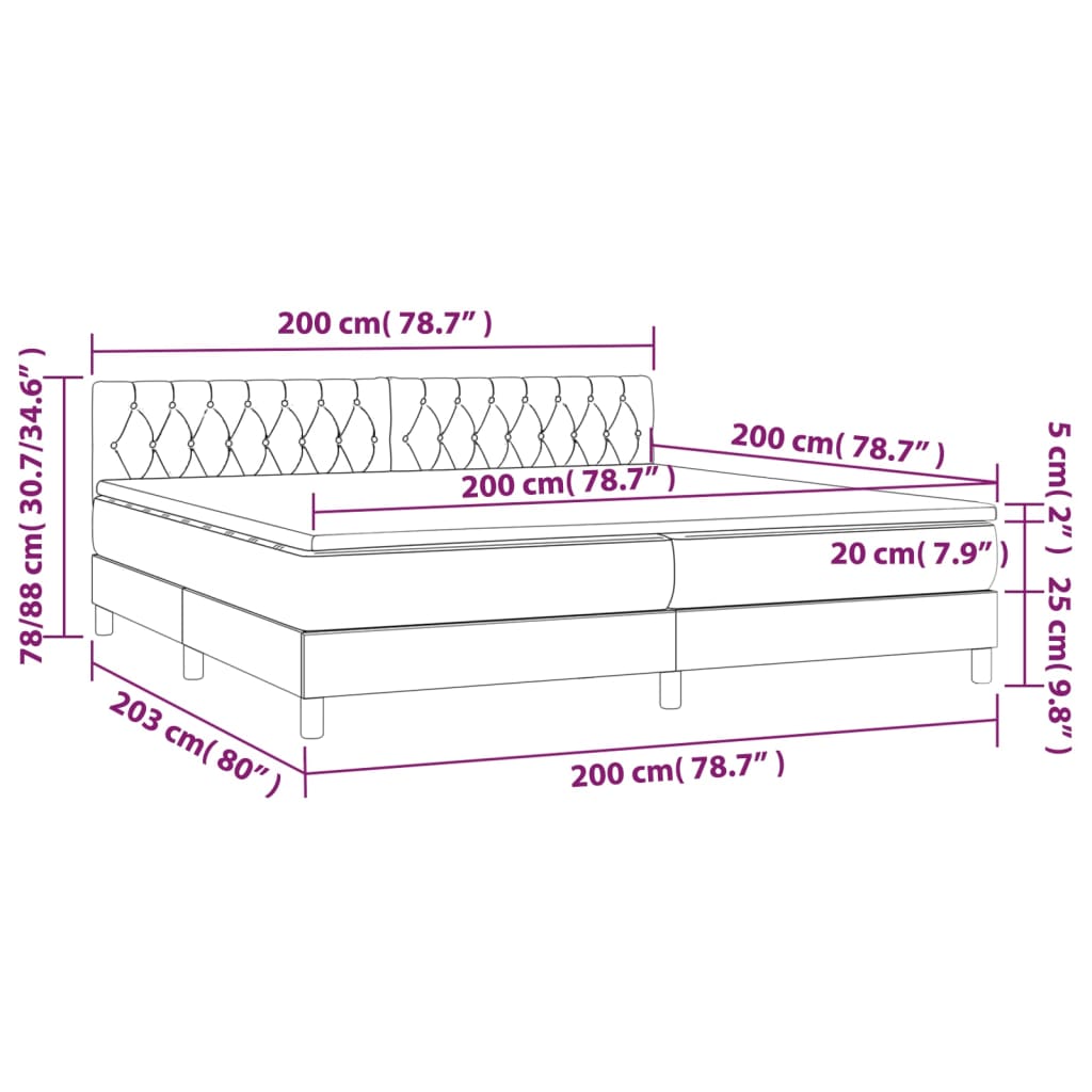 Κρεβάτι Boxspring με Στρώμα Ανοιχτό Γκρι 200x200 εκ. Βελούδινο - Pakobazaar