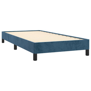 Κρεβάτι Boxspring με Στρώμα Σκούρο Μπλε 90x200 εκ. Βελούδινο