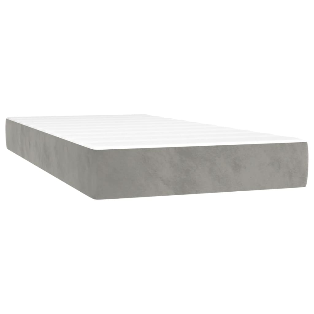 Κρεβάτι Boxspring με Στρώμα Ανοιχτό Γκρι 100x200 εκ. Βελούδινο - Pakobazaar