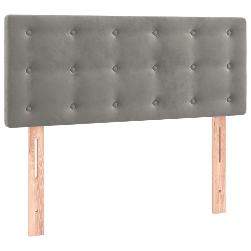 Κρεβάτι Boxspring με Στρώμα Ανοιχτό Γκρι 100x200 εκ. Βελούδινο - Pakobazaar