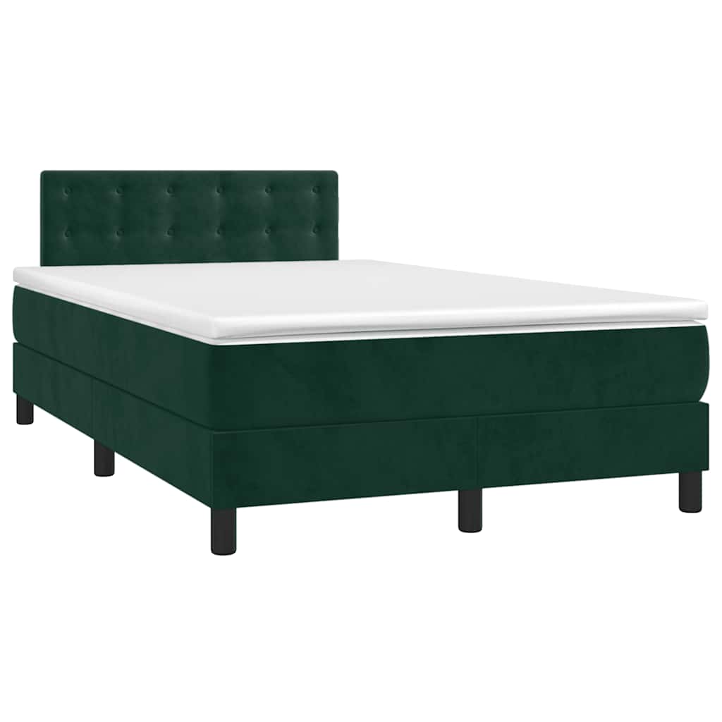 Κρεβάτι Boxspring με Στρώμα Σκούρο Πράσινο 120x200εκ. Βελούδινο