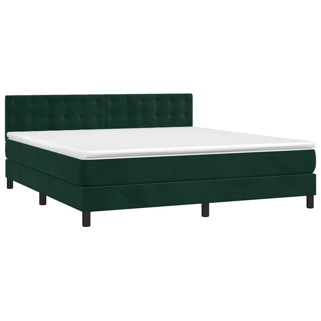 Κρεβάτι Boxspring με Στρώμα Σκούρο Πράσινο 160x200εκ. Βελούδινο