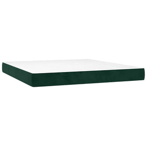 Κρεβάτι Boxspring με Στρώμα Σκούρο Πράσινο 200x200εκ. Βελούδινο