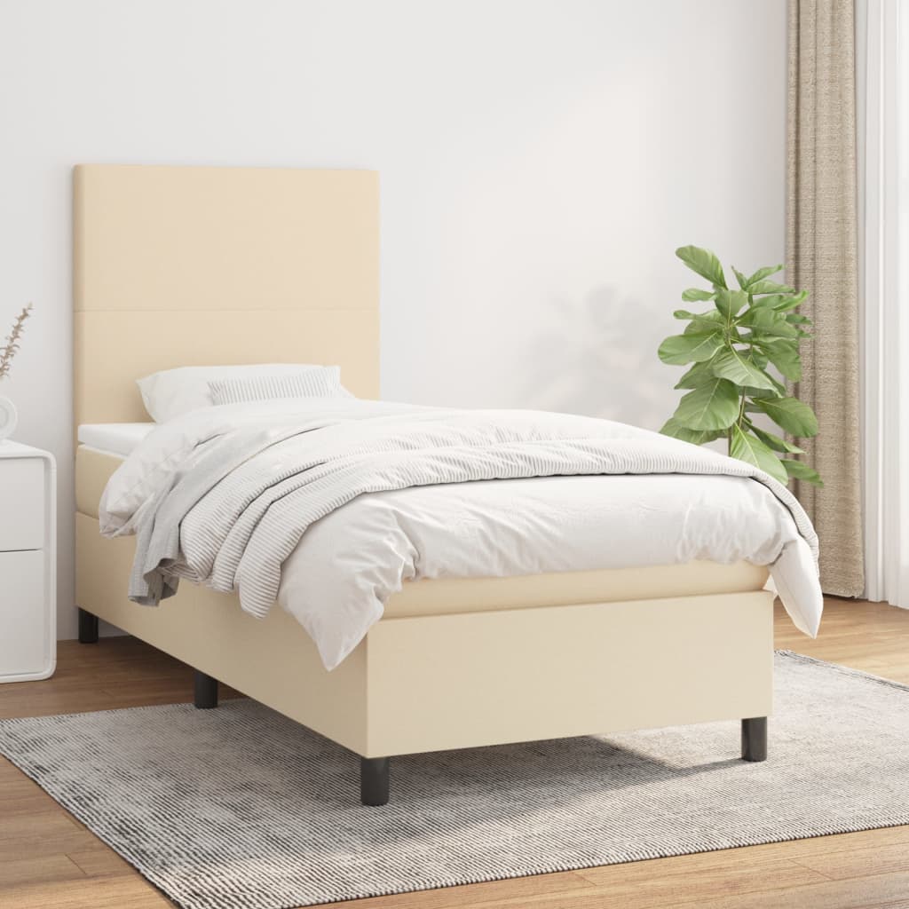 Κρεβάτι Boxspring με Στρώμα Κρεμ 90x190 εκ.Υφασμάτινο