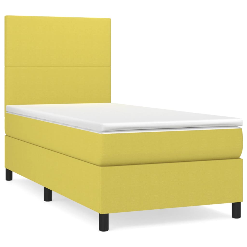 Κρεβάτι Boxspring με Στρώμα Πράσινο 90x190 εκ.Υφασμάτινο