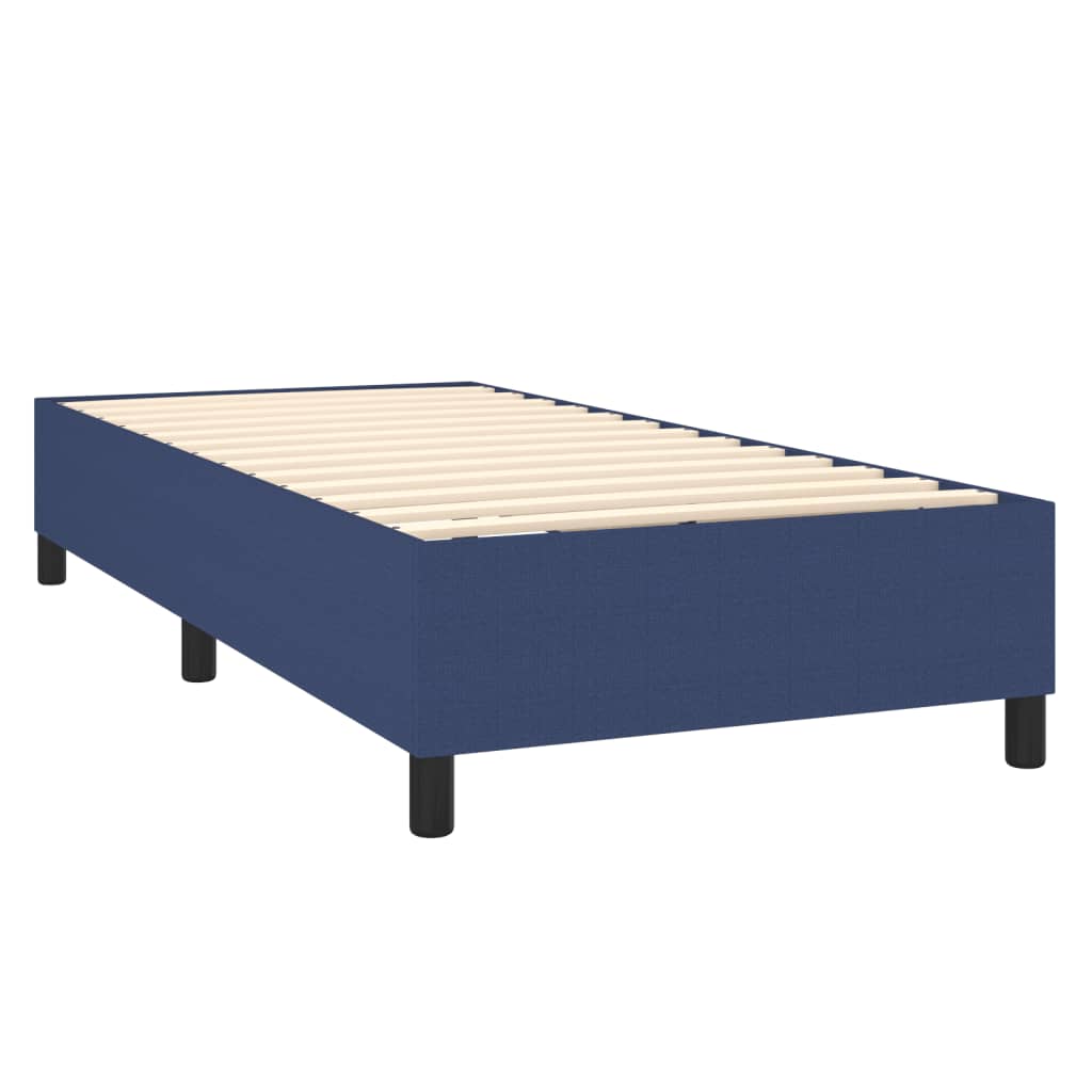 Κρεβάτι Boxspring με Στρώμα Μπλε 90x200 εκ.Υφασμάτινο