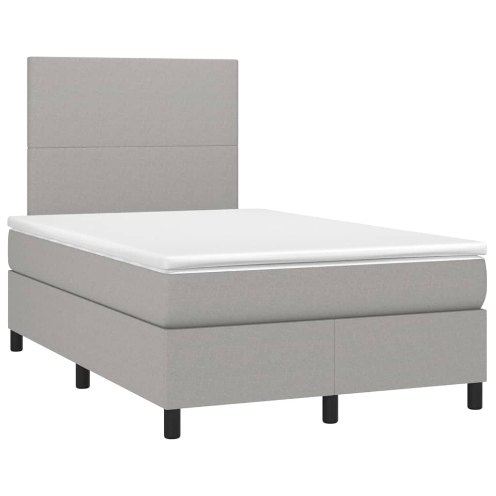 Κρεβάτι Boxspring με Στρώμα Ανοιχτό Γκρι 120x200 εκ. Υφασμάτινο