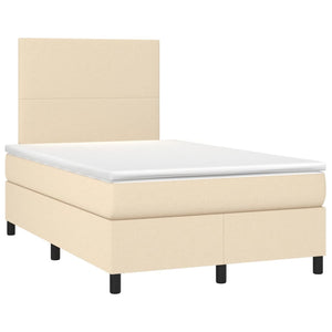 Κρεβάτι Boxspring με Στρώμα Κρεμ 120x200 εκ. Υφασμάτινο - Pakobazaar