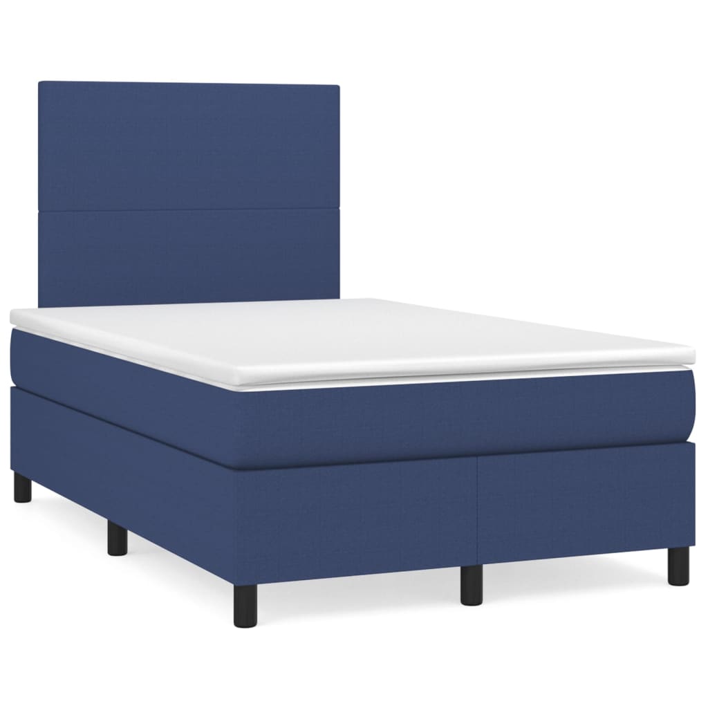 Κρεβάτι Boxspring με Στρώμα Μπλε 120x200 εκ. Υφασμάτινο - Pakobazaar