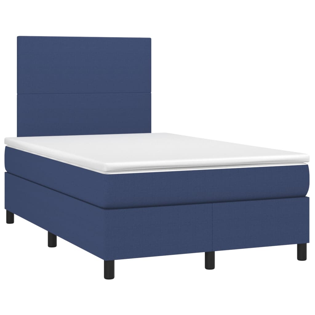 Κρεβάτι Boxspring με Στρώμα Μπλε 120x200 εκ. Υφασμάτινο - Pakobazaar