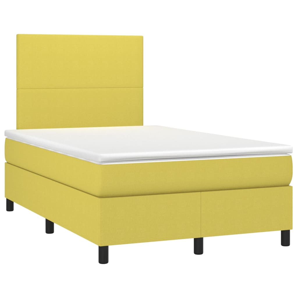 Κρεβάτι Boxspring με Στρώμα Πράσινο 120x200 εκ. Υφασμάτινο - Pakobazaar
