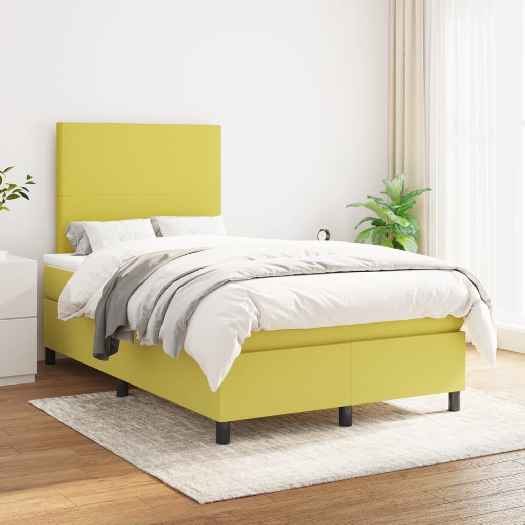 Κρεβάτι Boxspring με Στρώμα Πράσινο 120x200 εκ. Υφασμάτινο - Pakobazaar