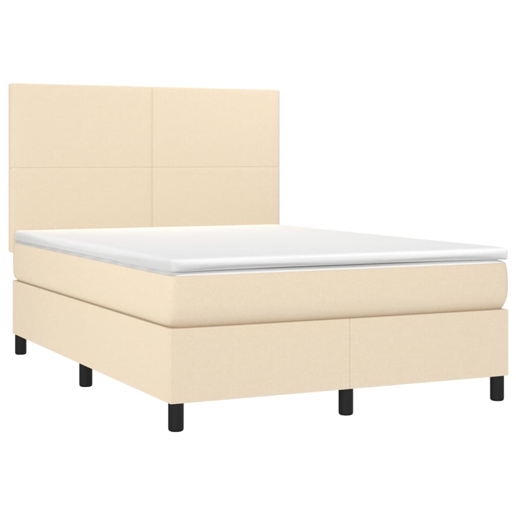 Κρεβάτι Boxspring με Στρώμα Κρεμ 140x190 εκ. Υφασμάτινο - Pakobazaar
