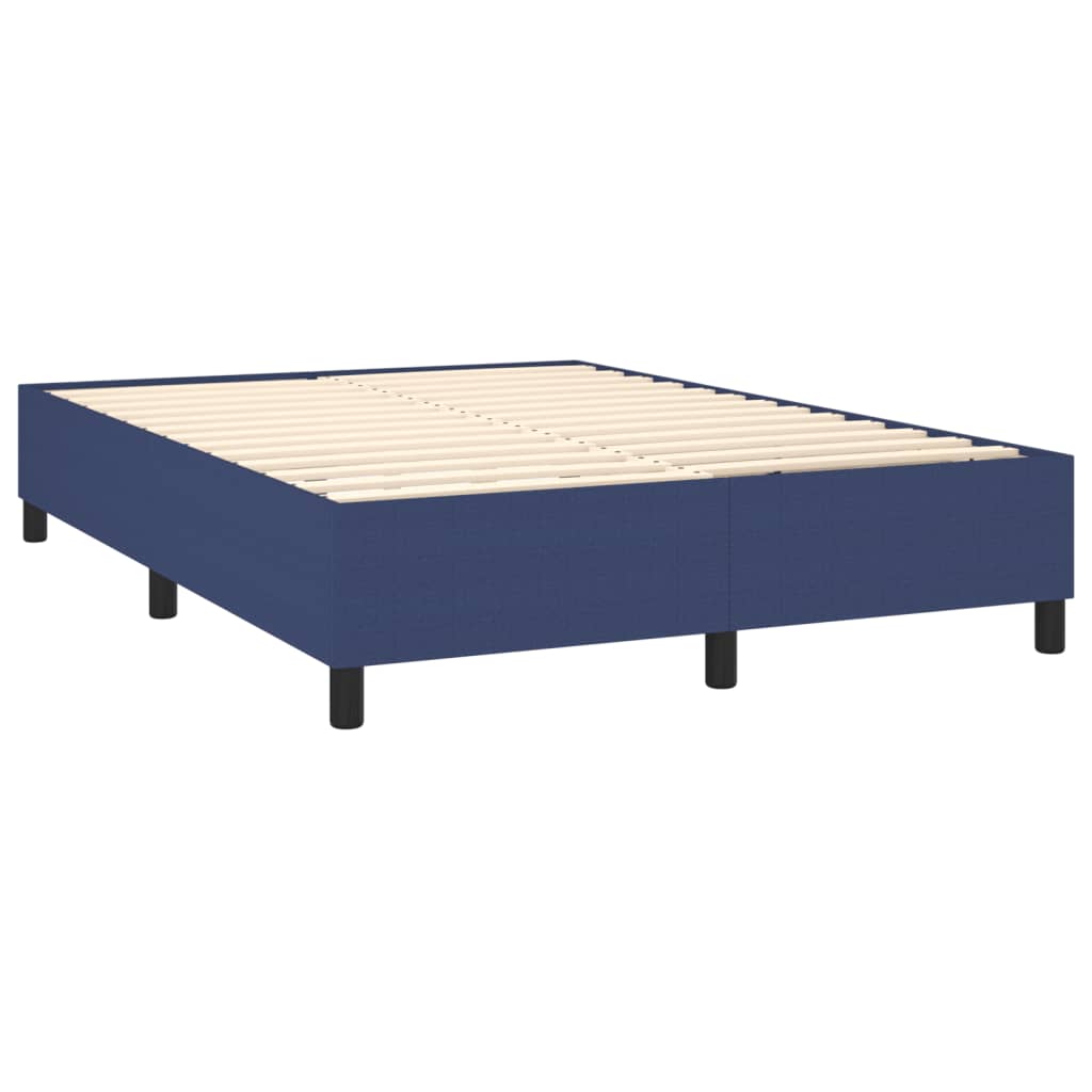 Κρεβάτι Boxspring με Στρώμα Μπλε 140x200 εκ. Υφασμάτινο