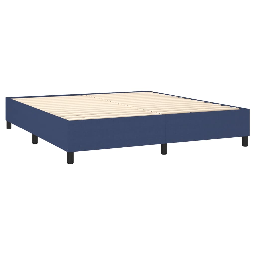 Κρεβάτι Boxspring με Στρώμα Μπλε 160x200 εκ. Υφασμάτινο