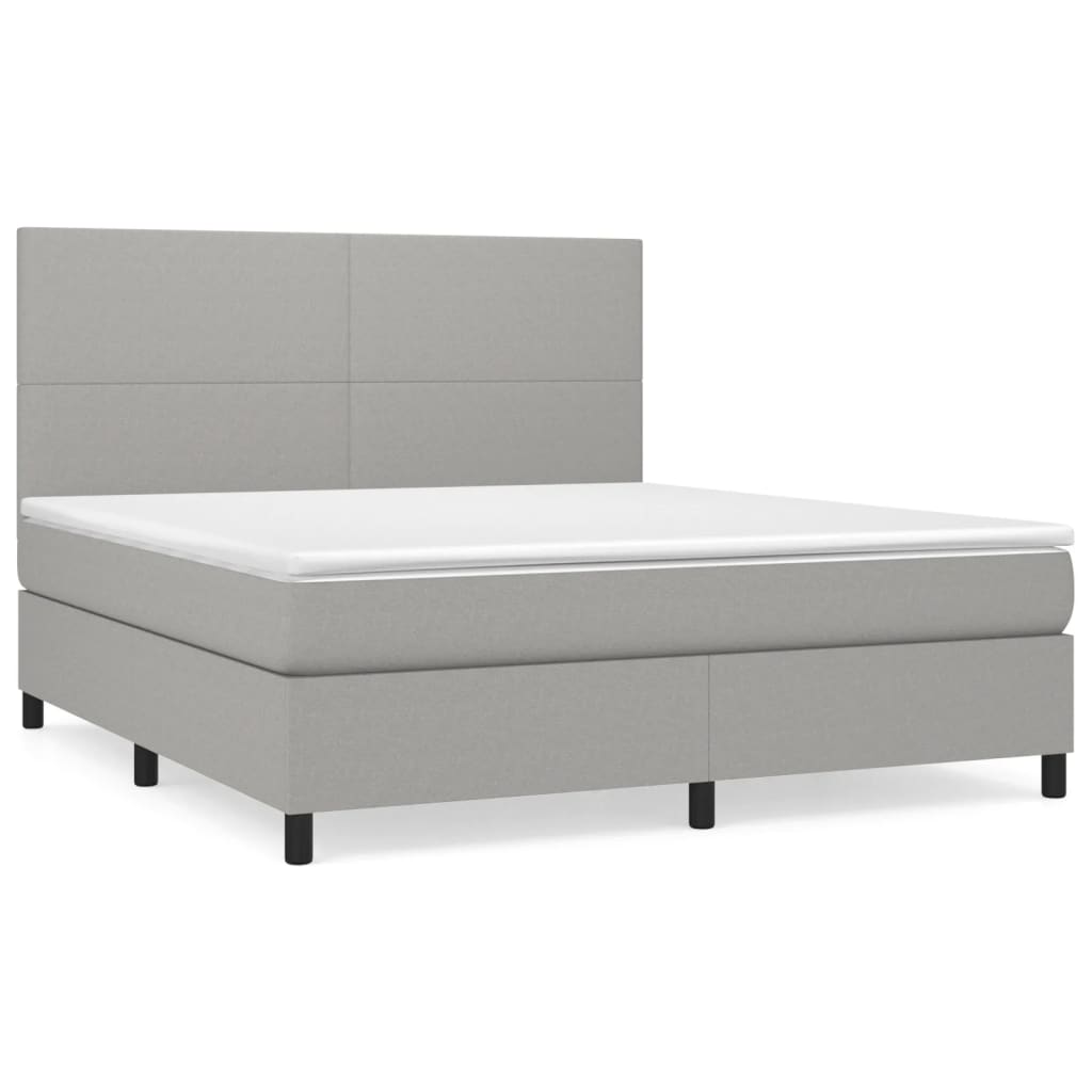 Κρεβάτι Boxspring με Στρώμα Ανοιχτό Γκρι 180x200 εκ. Υφασμάτινο - Pakobazaar