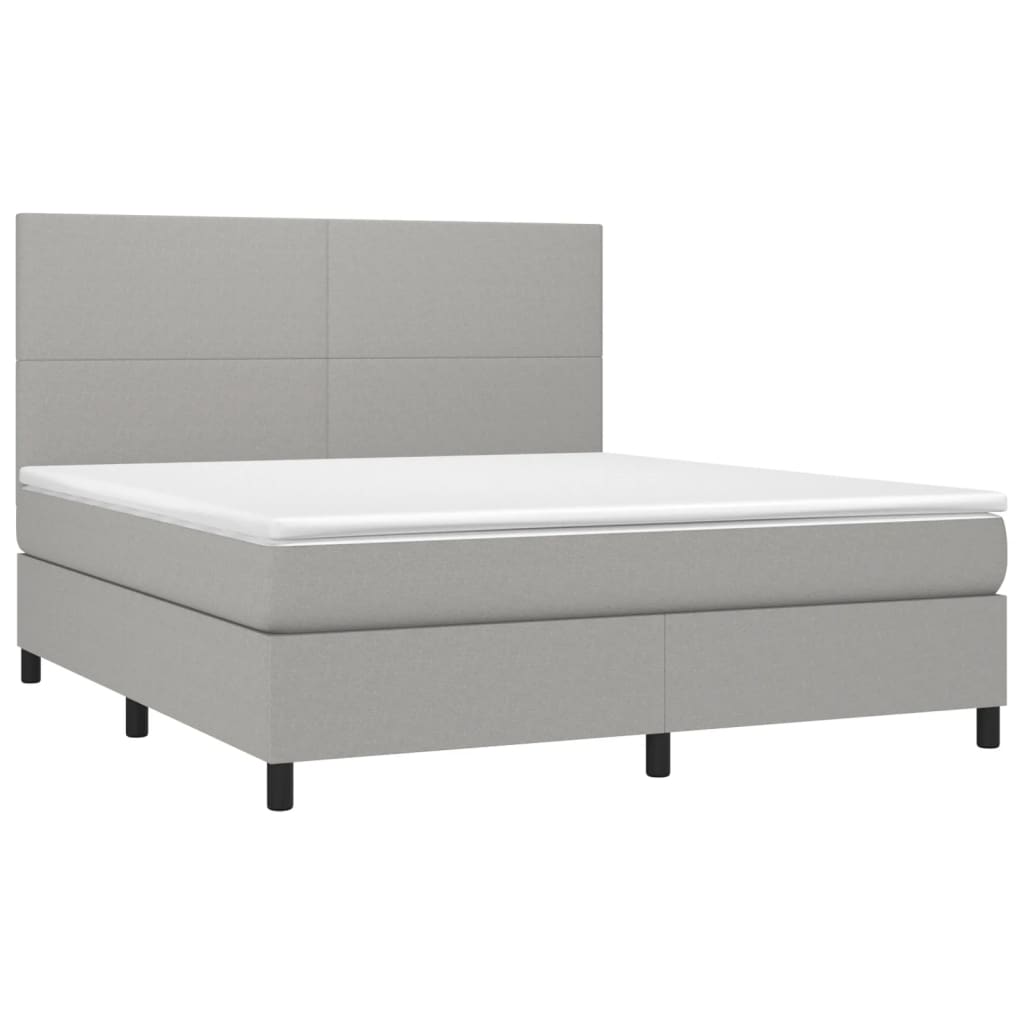 Κρεβάτι Boxspring με Στρώμα Ανοιχτό Γκρι 180x200 εκ. Υφασμάτινο - Pakobazaar