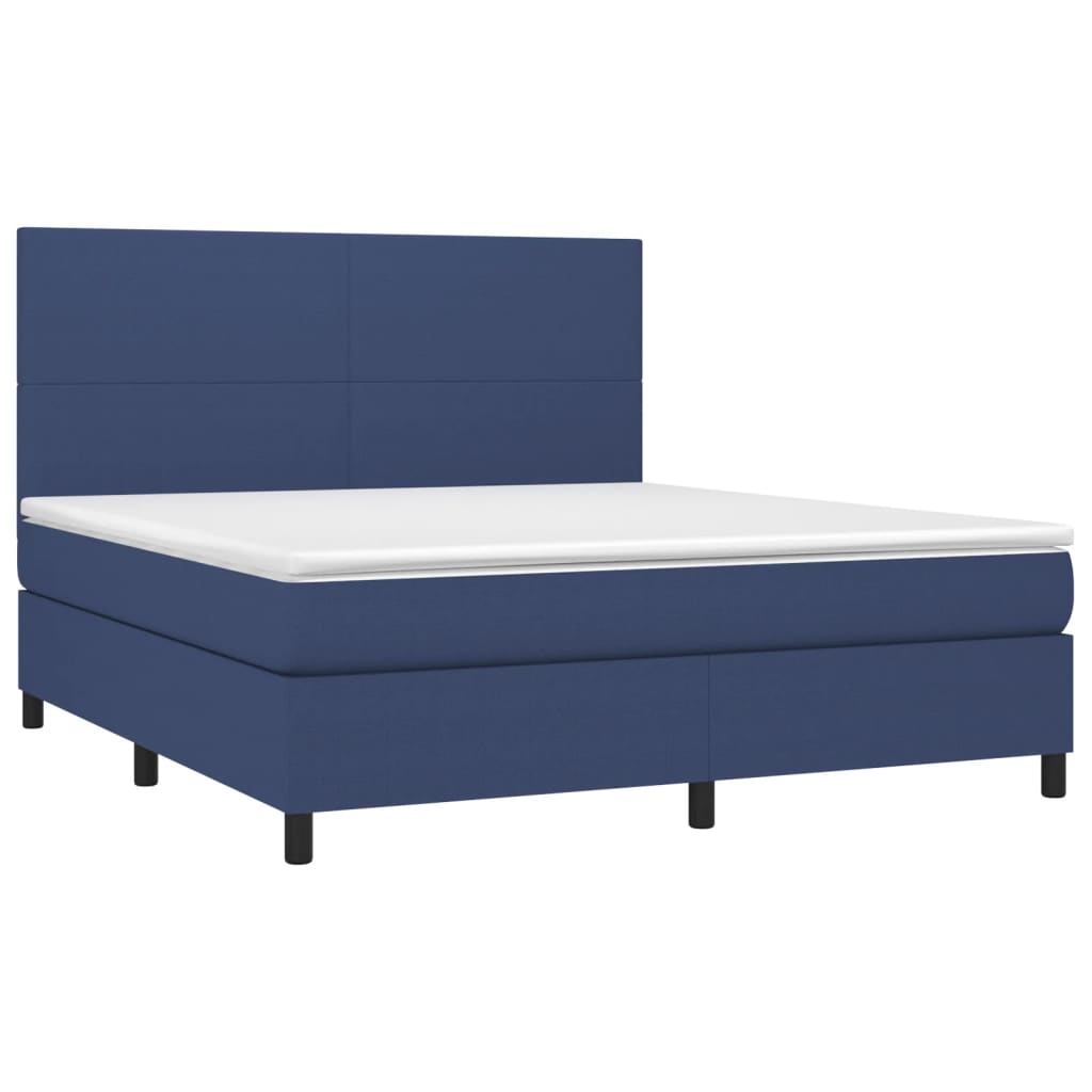Κρεβάτι Boxspring με Στρώμα Μπλε 180x200 εκ. Υφασμάτινο