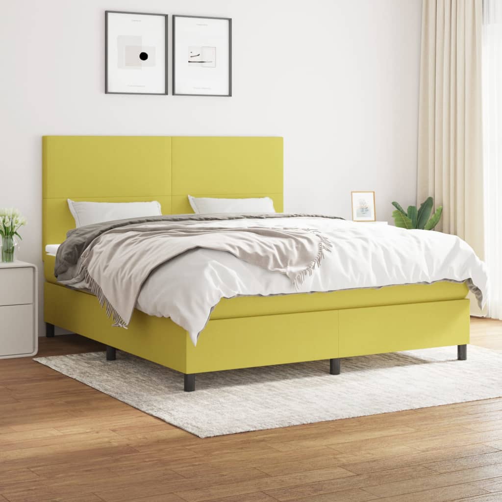 Κρεβάτι Boxspring με Στρώμα Πράσινο 180x200 εκ.Υφασμάτινο - Pakobazaar