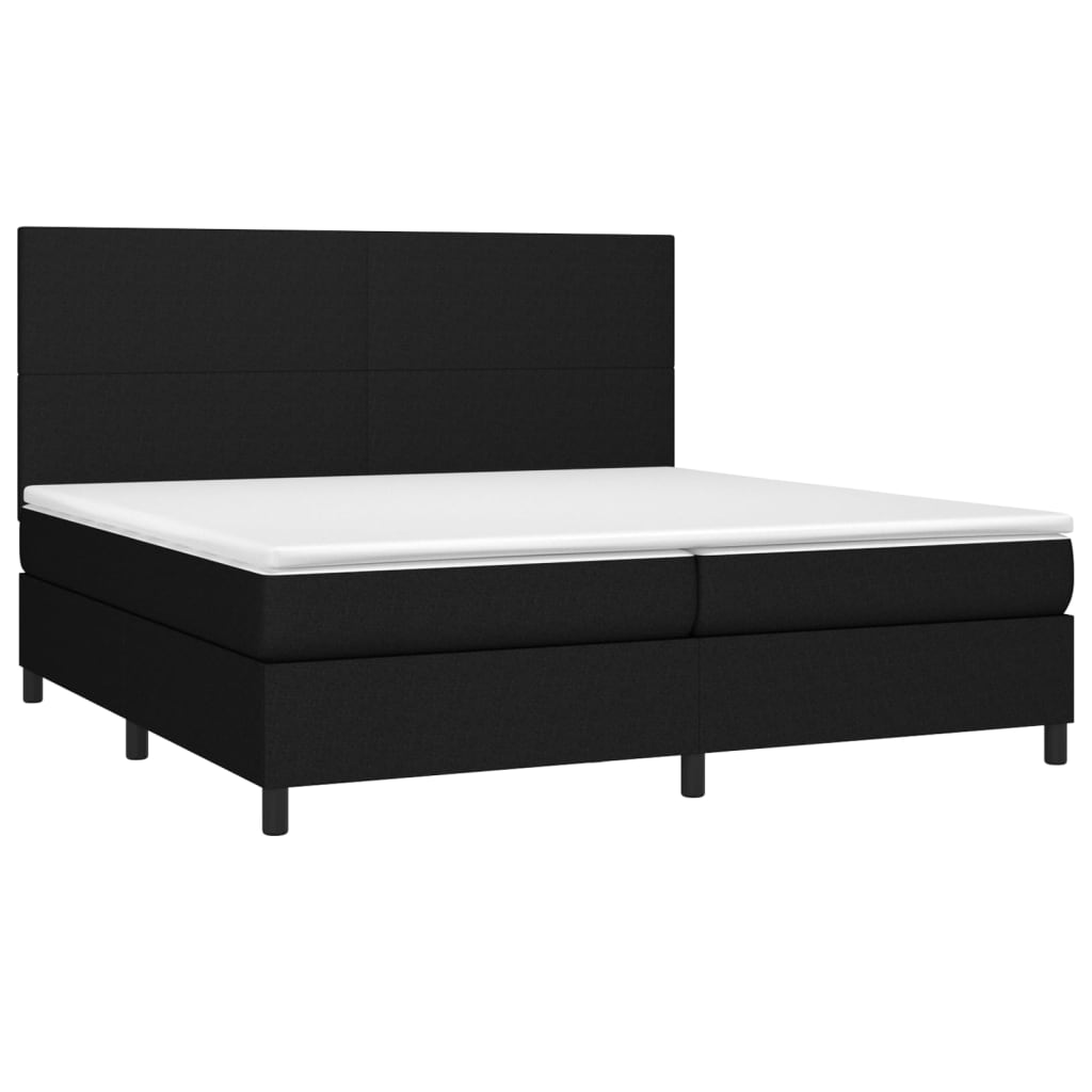 Κρεβάτι Boxspring με Στρώμα Μαύρο 200x200 εκ. Υφασμάτινο