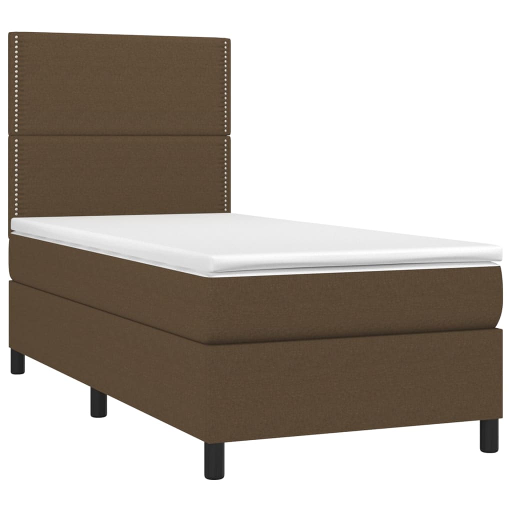 Κρεβάτι Boxspring με Στρώμα Σκούρο Καφέ 80x200 εκ. Υφασμάτινο