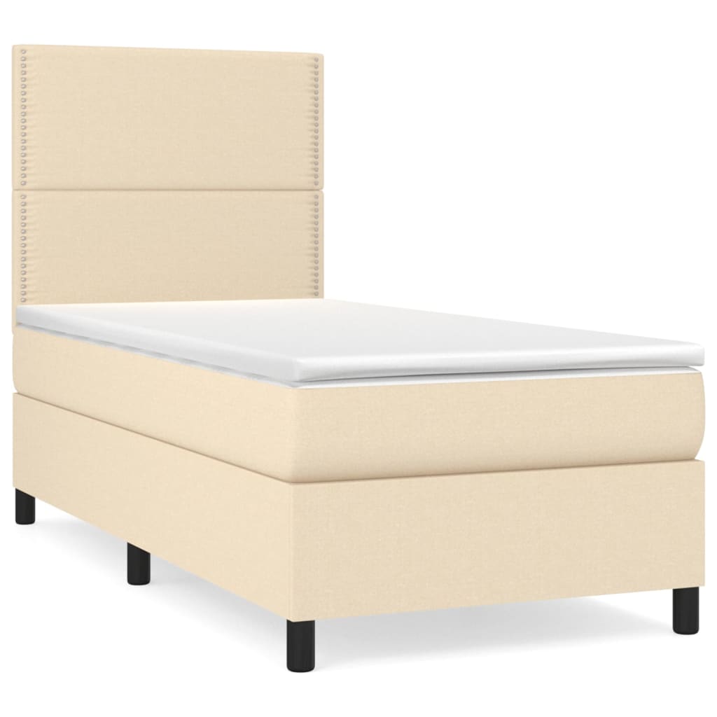Κρεβάτι Boxspring με Στρώμα Κρεμ 80 x 200 εκ. Υφασμάτινο