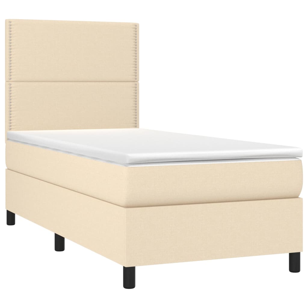 Κρεβάτι Boxspring με Στρώμα Κρεμ 100 x 200 εκ. Υφασμάτινο