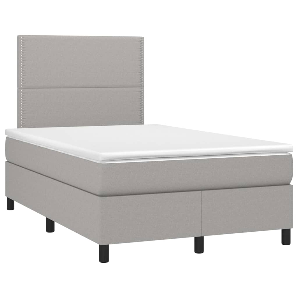 Κρεβάτι Boxspring με Στρώμα Ανοιχτό Γκρι 120x200 εκ. Υφασμάτινο