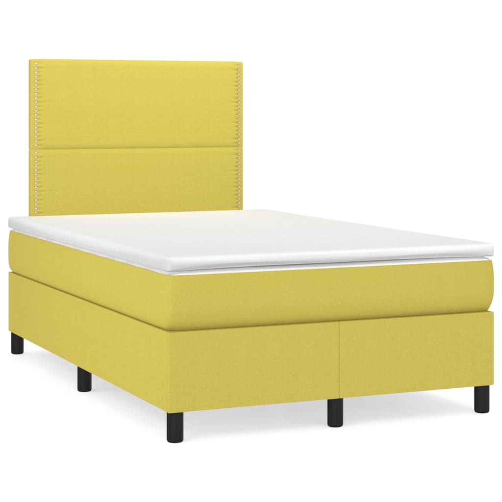 Κρεβάτι Boxspring με Στρώμα Πράσινο 120x200 εκ. Υφασμάτινο