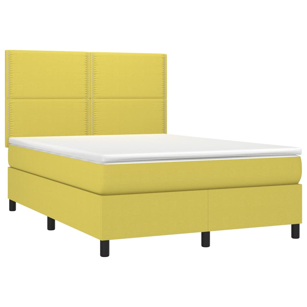 Κρεβάτι Boxspring με Στρώμα Πράσινο 140x190 εκ. Υφασμάτινο