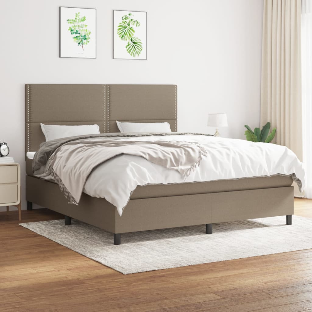 Κρεβάτι Boxspring με Στρώμα Taupe 160x200 εκ. Υφασμάτινο
