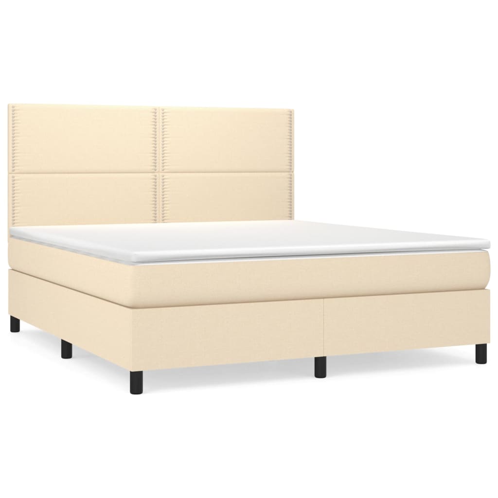Κρεβάτι Boxspring με Στρώμα Κρεμ 160x200 εκ. Υφασμάτινο