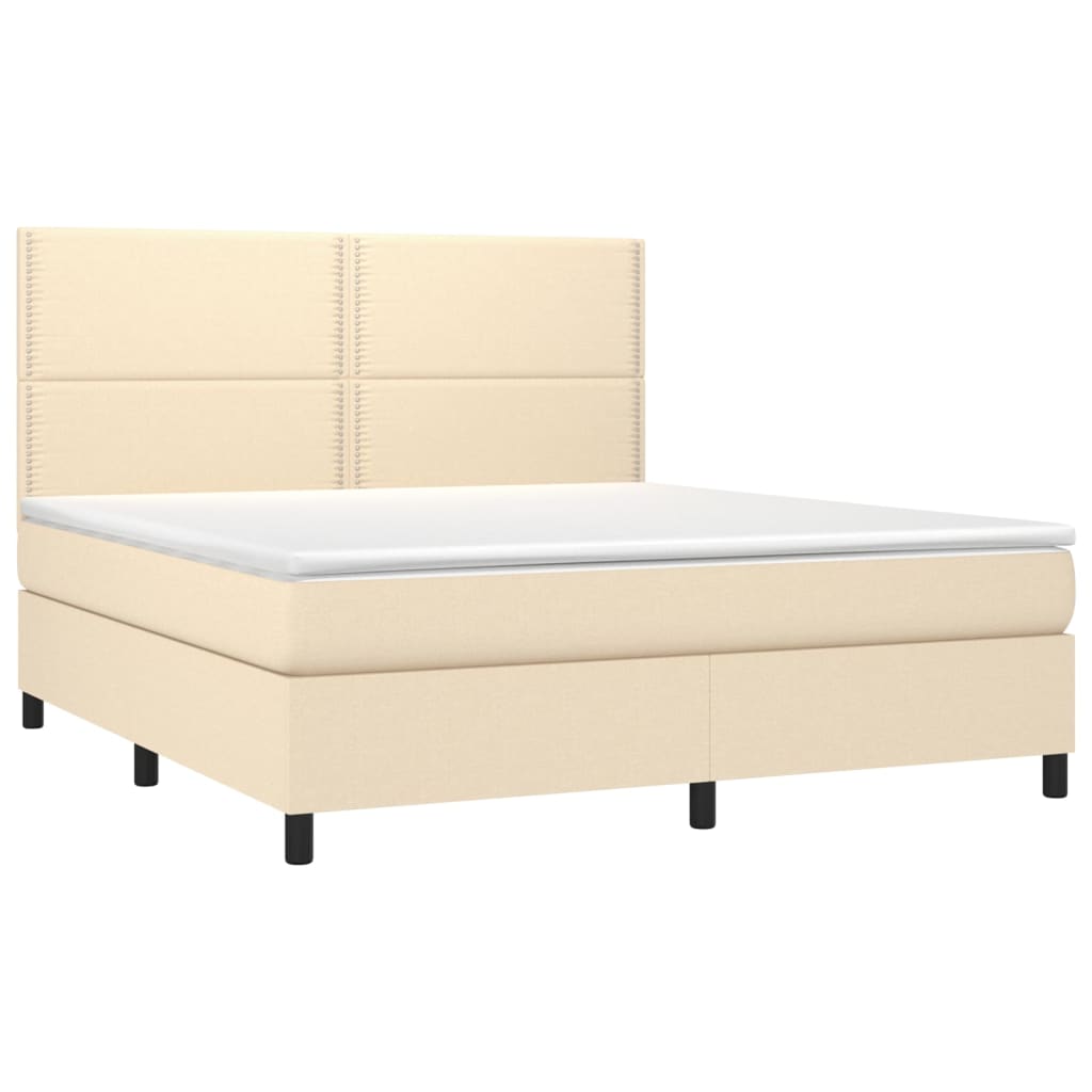 Κρεβάτι Boxspring με Στρώμα Κρεμ 160x200 εκ. Υφασμάτινο