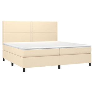 Κρεβάτι Boxspring με Στρώμα Κρεμ 200x200 εκ. Υφασμάτινο - Pakobazaar