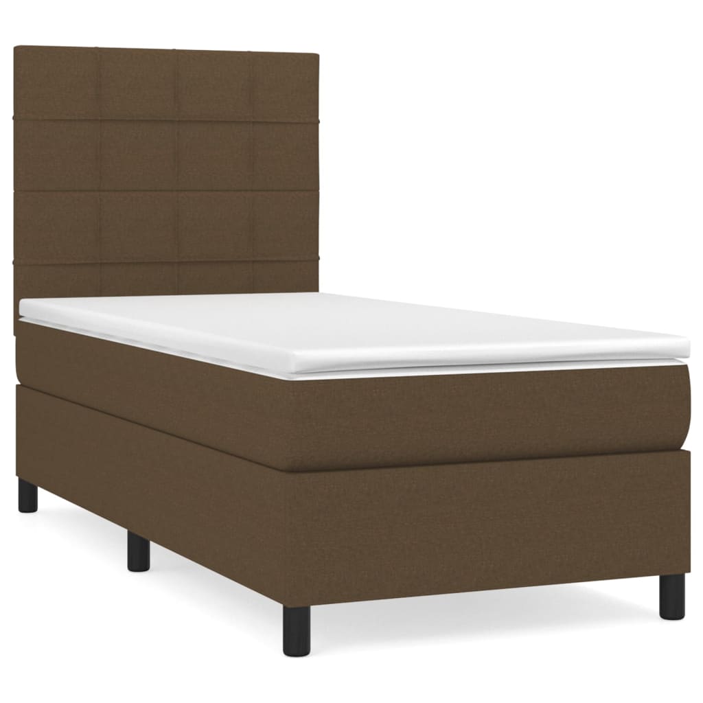 Κρεβάτι Boxspring με Στρώμα Σκούρο Καφέ 80x200 εκ. Υφασμάτινο
