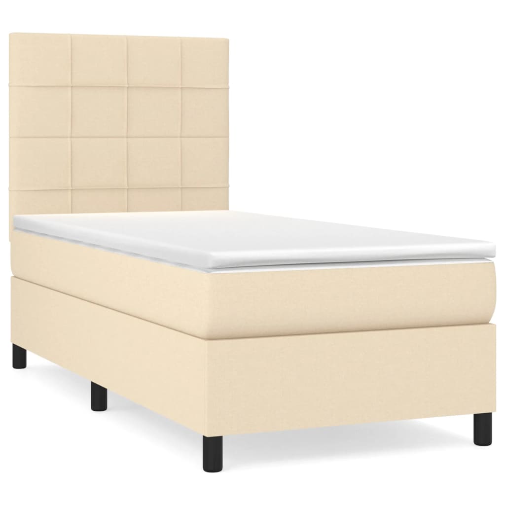 Κρεβάτι Boxspring με Στρώμα Κρεμ 100 x 200 εκ. Υφασμάτινο